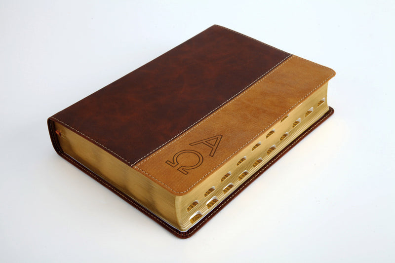 The KJV Study Bible, Large Print (Indexed) [Two-Tone Brown Alpha & Omega]