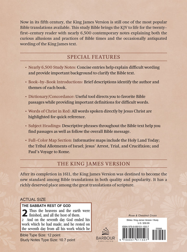The KJV Study Bible, Large Print (Indexed) [Rose &amp; Chestnut Cross]