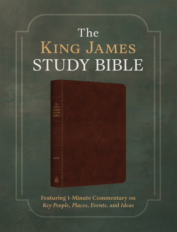 The King James Study Bible: Featuring 1-Minute Commentary on Key People, Places, Events, and Ideas [Burgundy Sword &amp; Shield]