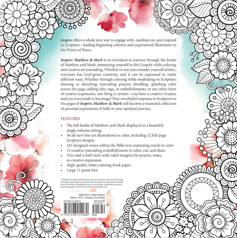 Inspire: Matthew & Mark (Softcover): Coloring & Creative Journaling through Matthew & Mark