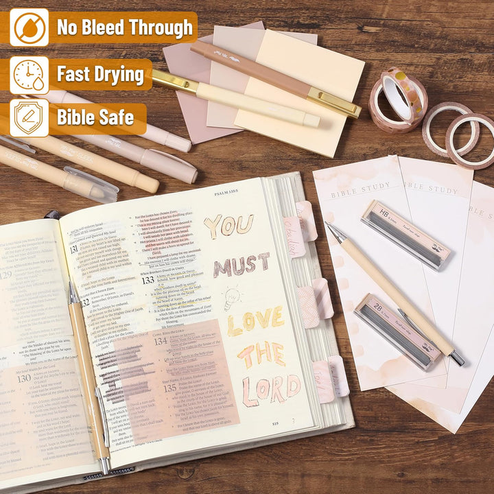 Bible Journaling Kit, Bible Highlighters and Pens No Bleed, Bible Study Kit, Journaling Kit for Women and Gift, Bible Tabs and Highlighter Set