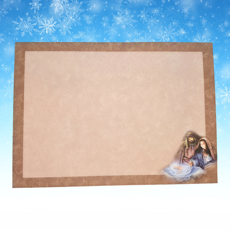 No Room In the Inn 16 Boxed Christmas Cards, Foil Religious Winter Holiday Greetings with Envelopes