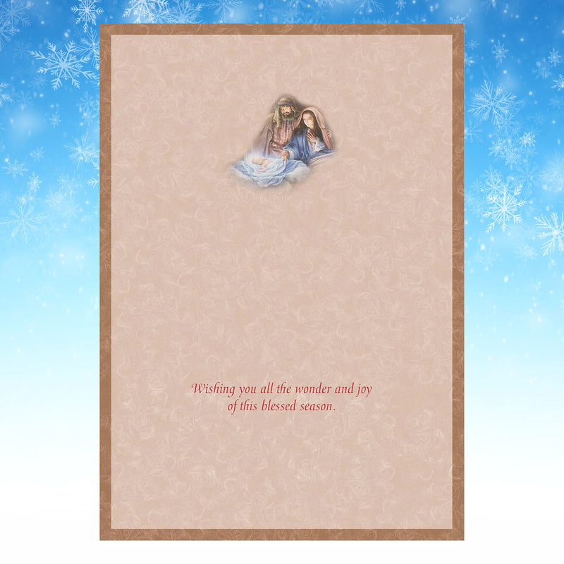 No Room In the Inn 16 Boxed Christmas Cards, Foil Religious Winter Holiday Greetings with Envelopes
