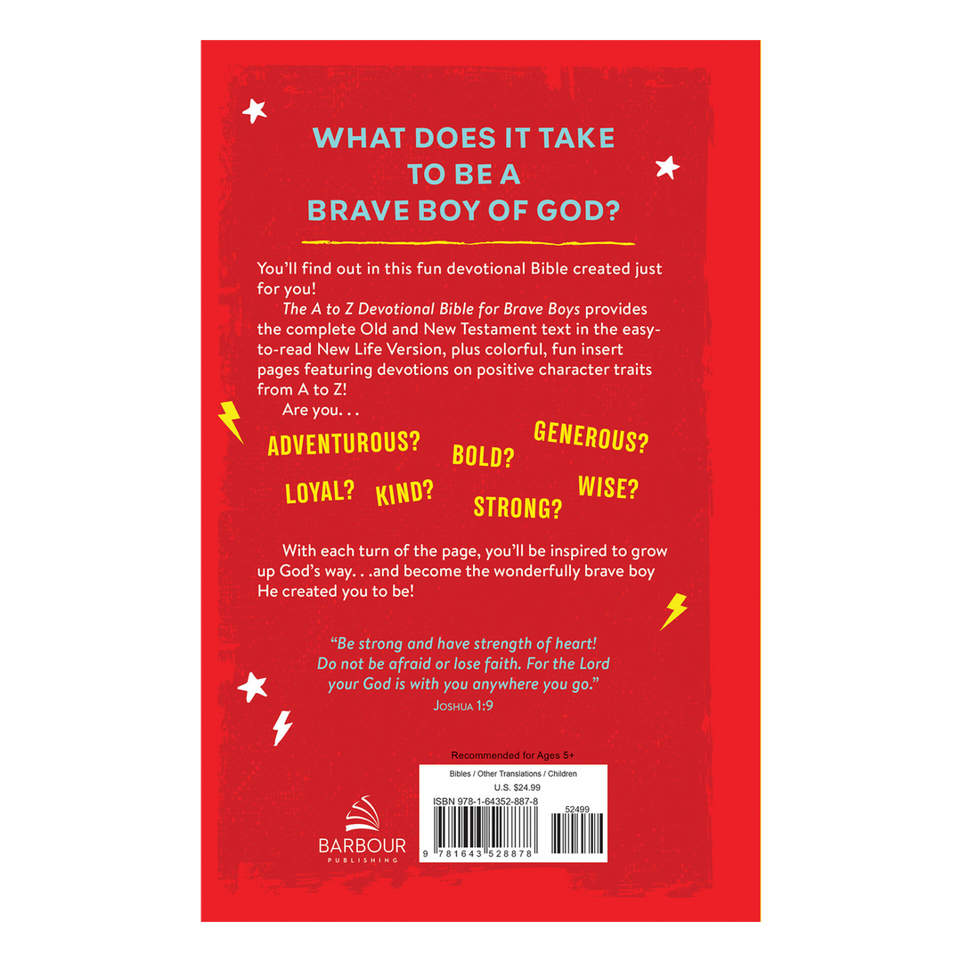 The A to Z Devotional Bible for Brave Boys: New Life Version Hardcover