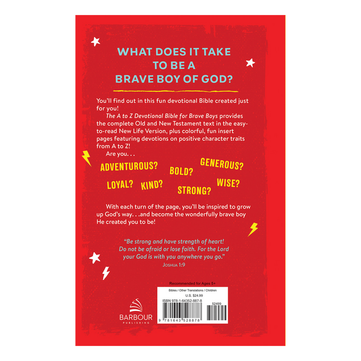 The A to Z Devotional Bible for Brave Boys: New Life Version Hardcover