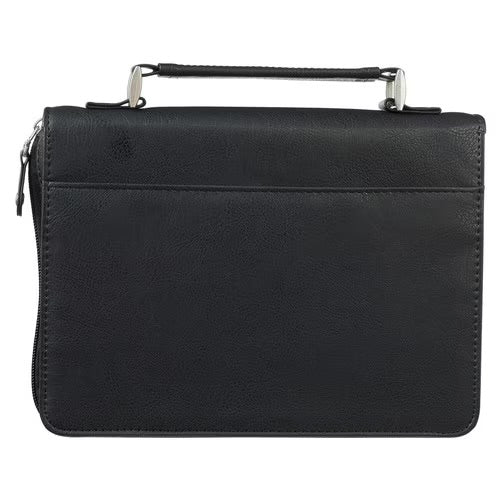 Be Strong in the Lord Black and Gray Lion Faux Leather Classic Bible Cover - Ephesians 6:10