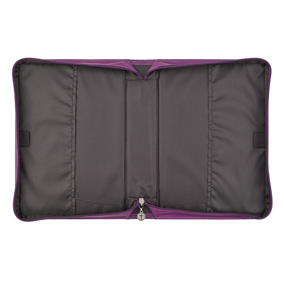Blessed Purple Butterfly Blessings Faux Leather Fashion Bible Cover - Jeremiah 17:7 (Extra Large)