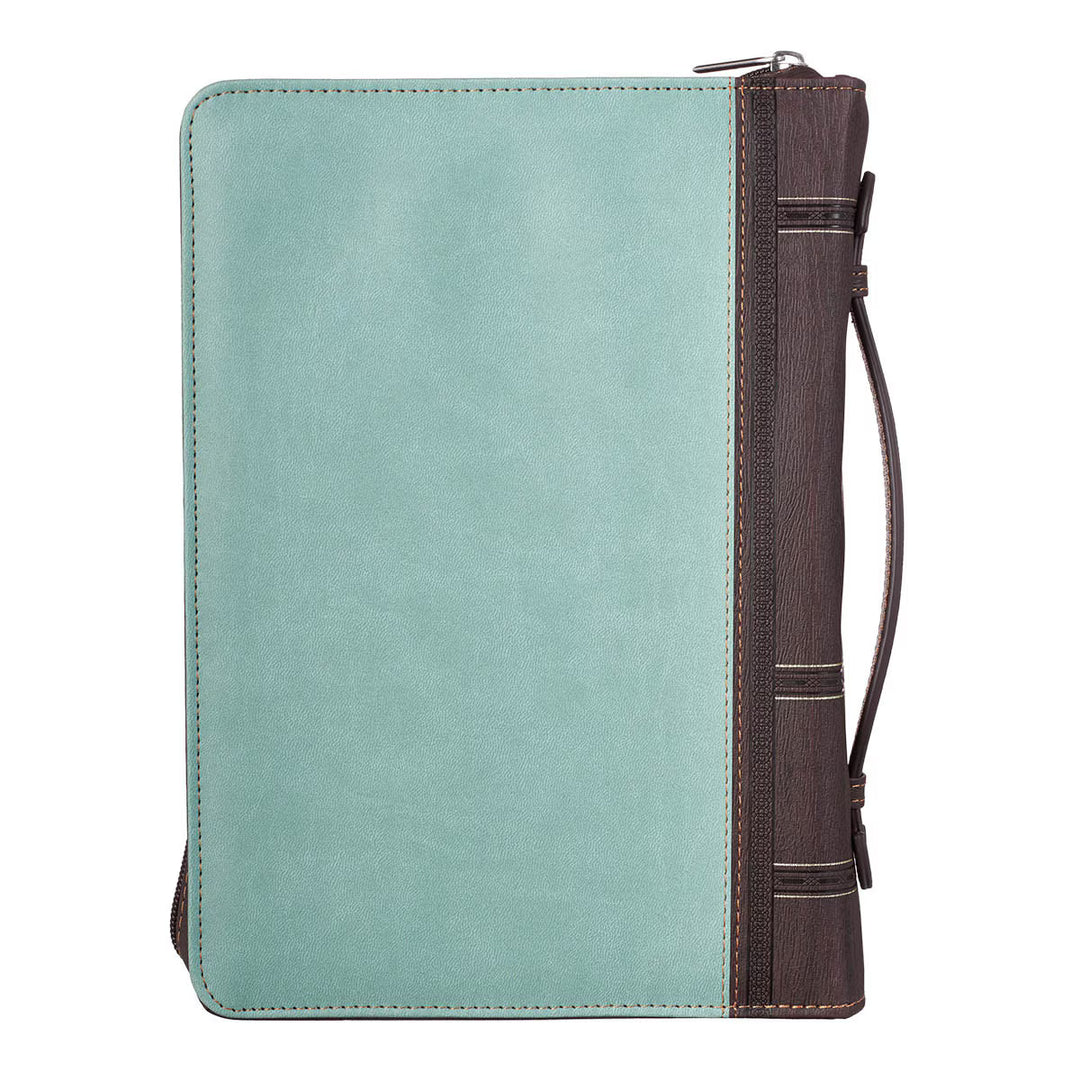 Blessed Light Blue Faux Leather Fashion Bible Cover - Luke 1:45 (Extra Large)