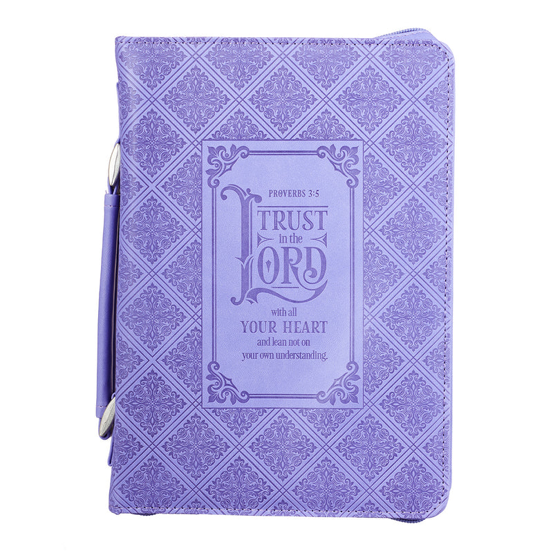 Trust in the Lord Purple Faux Leather Classic Bible Cover - Proverbs 3:5
