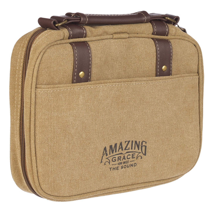 Amazing Grace Tan Canvas Classic Bible Cover