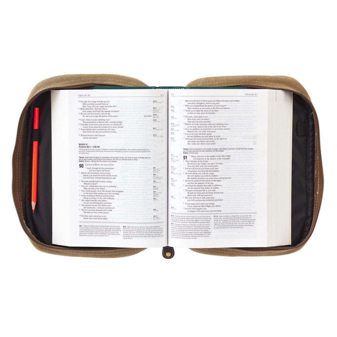 Amazing Grace Tan Canvas Classic Bible Cover