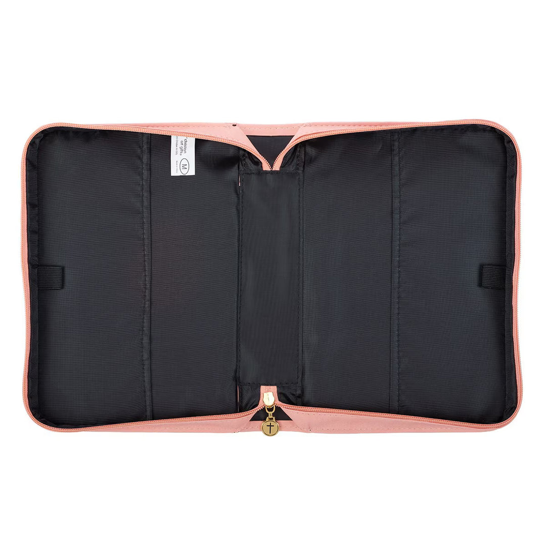 He Works All Things for Good Peach Floral Faux Leather Fashion Bible Cover - Romans 8:28 (Extra Large)