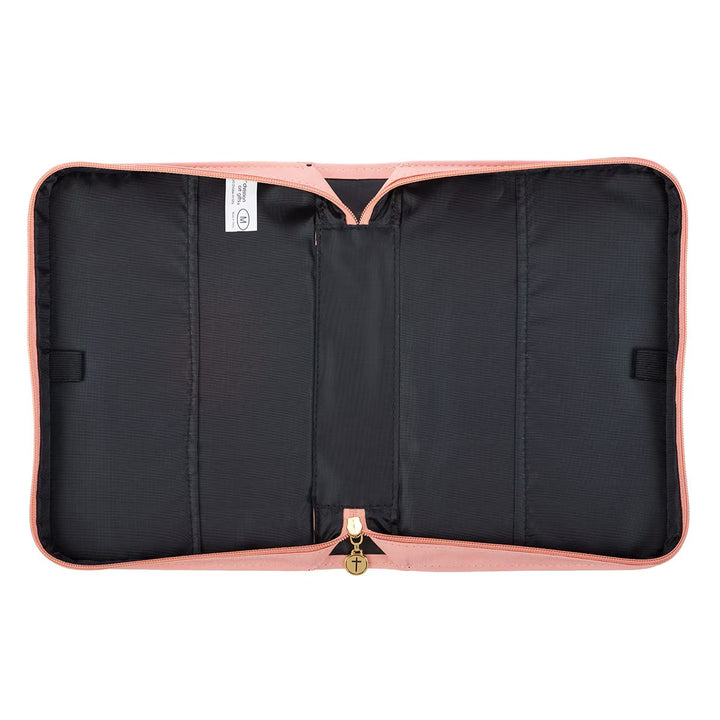 He Works All Things for Good Peach Floral Faux Leather Fashion Bible Cover - Romans 8:28 (Extra Large)
