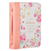 He Works All Things for Good Peach Floral Faux Leather Fashion Bible Cover - Romans 8:28 (Extra Large)
