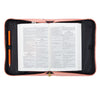 He Works All Things for Good Peach Floral Faux Leather Fashion Bible Cover - Romans 8:28 (Extra Large)