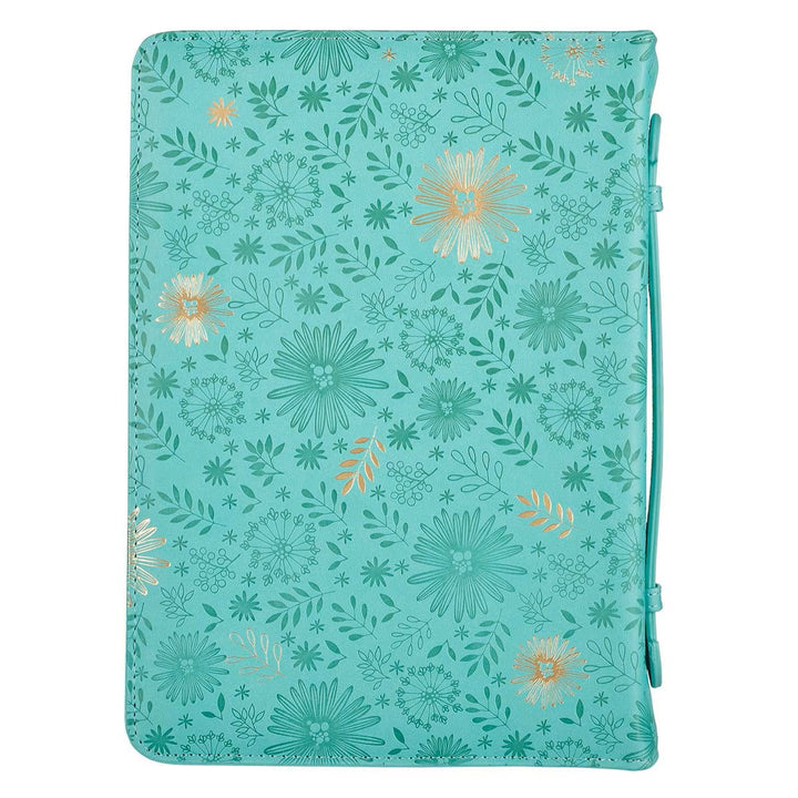 Be Still and Know Turquoise Faux Leather Fashion Bible Cover - Psalm 46:10