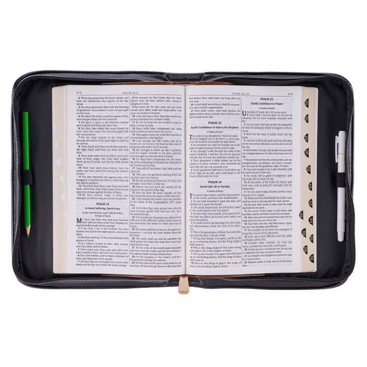 Blessed Black Croc Faux Leather Fashion Bible Cover with Tassels