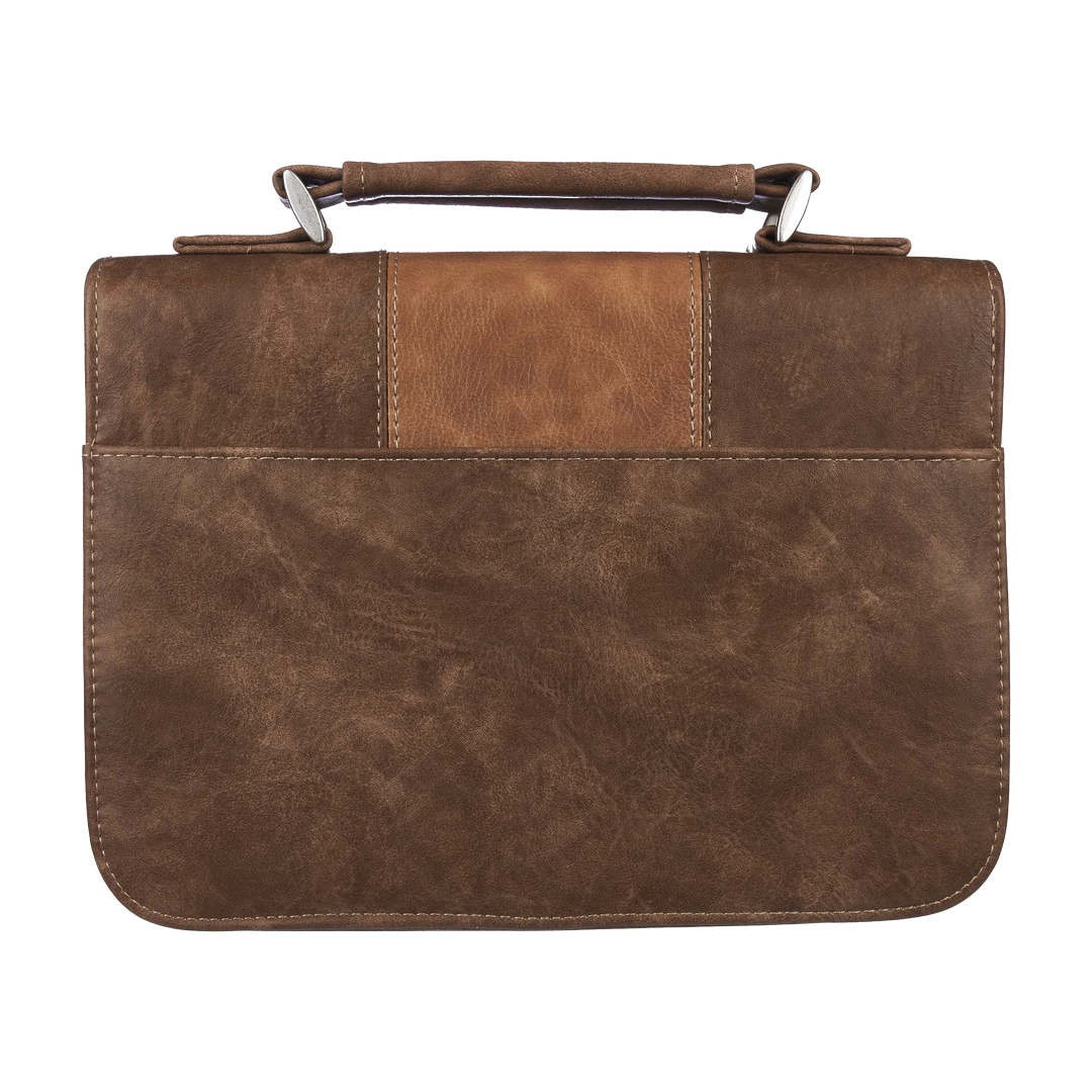 Trust In The Lord Two-Tone Brown Classic Faux Leather Bible Cover - Proverbs 3:5 (Large)