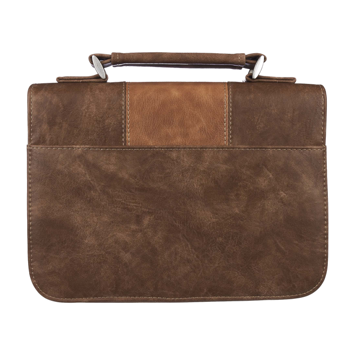 Trust In The Lord Two-Tone Brown Classic Faux Leather Bible Cover - Proverbs 3:5 (Large)