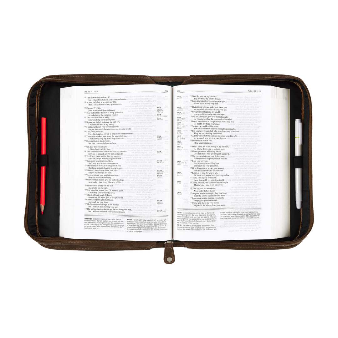 Trust In The Lord Two-Tone Brown Classic Faux Leather Bible Cover - Proverbs 3:5 (Large)