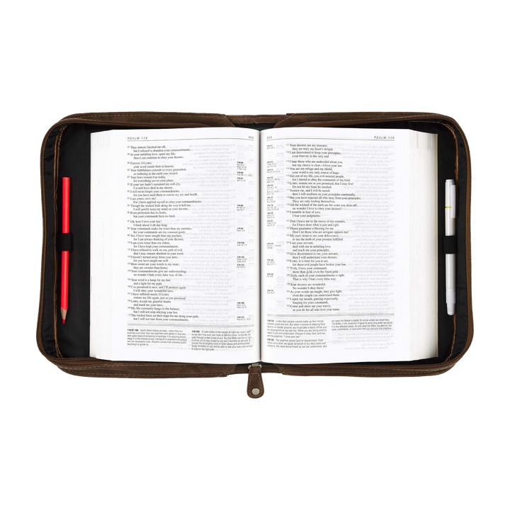 Trust In The Lord Two-Tone Brown Classic Faux Leather Bible Cover - Proverbs 3:5 (Large)