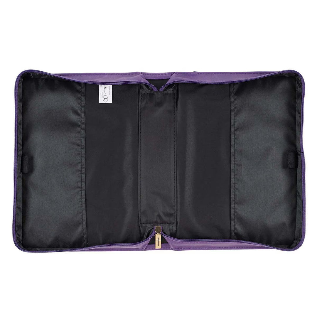 Purple Sunflower Strength &amp; Dignity Faux Leather Fashion Bible Cover - Proverbs 31:25 (Extra Large)