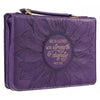 Purple Sunflower Strength & Dignity Faux Leather Fashion Bible Cover - Proverbs 31:25 (Extra Large)