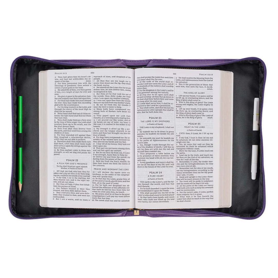 Purple Sunflower Strength &amp; Dignity Faux Leather Fashion Bible Cover - Proverbs 31:25 (Extra Large)