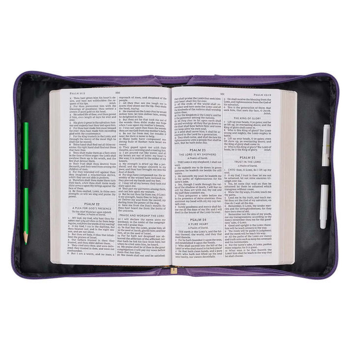Purple Sunflower Strength &amp; Dignity Faux Leather Fashion Bible Cover - Proverbs 31:25 (Extra Large)