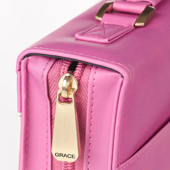 Amazing Grace Flower Field Pink Faux Leather Fashion Bible Cover