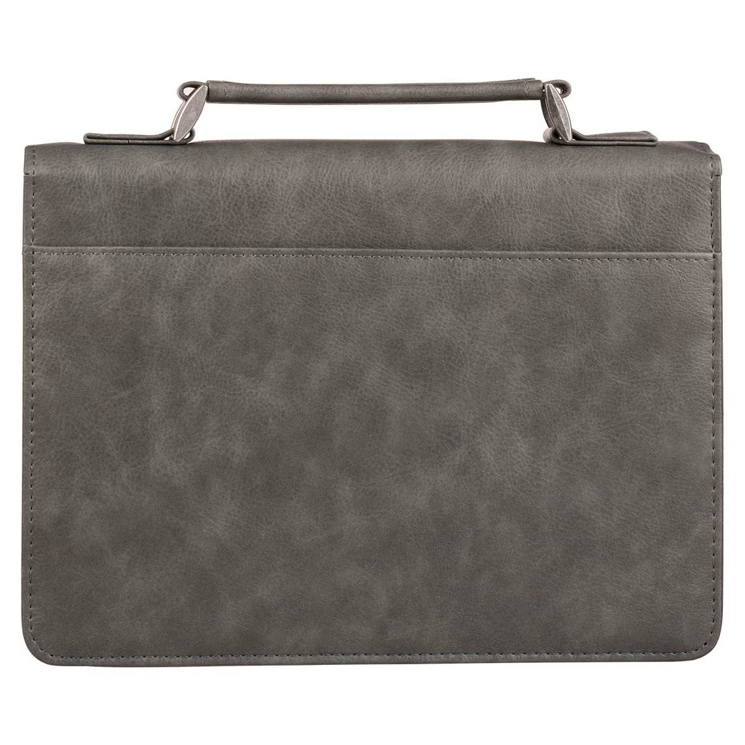 Trust in the LORD Gray and Black Faux Leather Bible Cover - Proverbs 3:5 (Large)