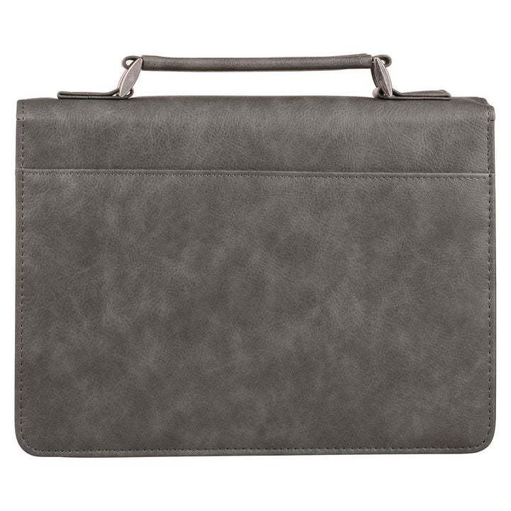 Trust in the LORD Gray and Black Faux Leather Bible Cover - Proverbs 3:5 (Large)