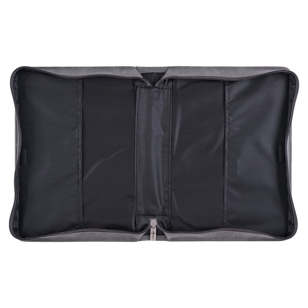 Trust in the LORD Gray and Black Faux Leather Bible Cover - Proverbs 3:5 (Large)