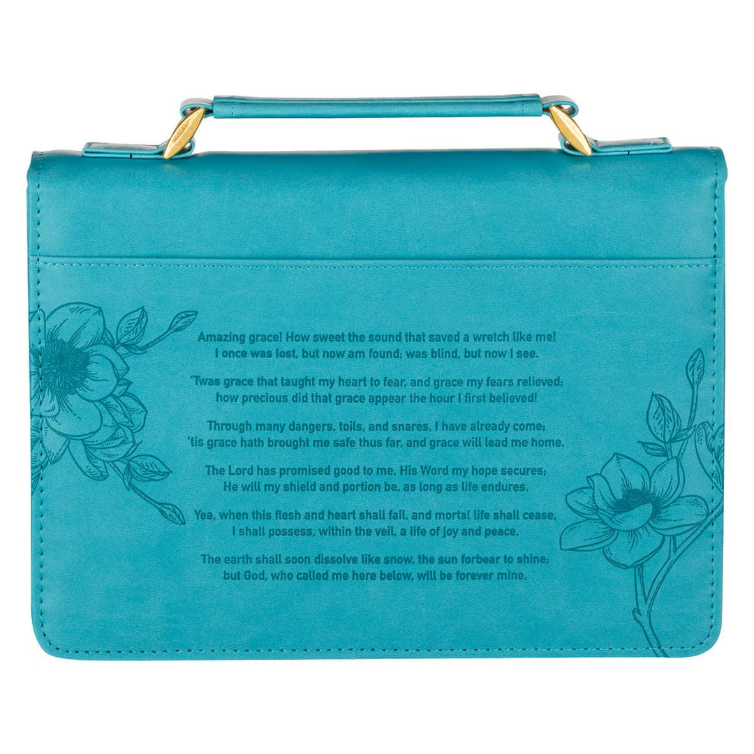 Amazing Grace Floral Teal Faux Leather Fashion Bible Cover