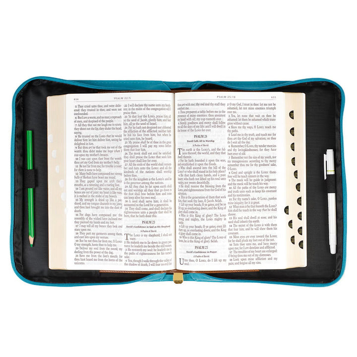 Amazing Grace Floral Teal Faux Leather Fashion Bible Cover