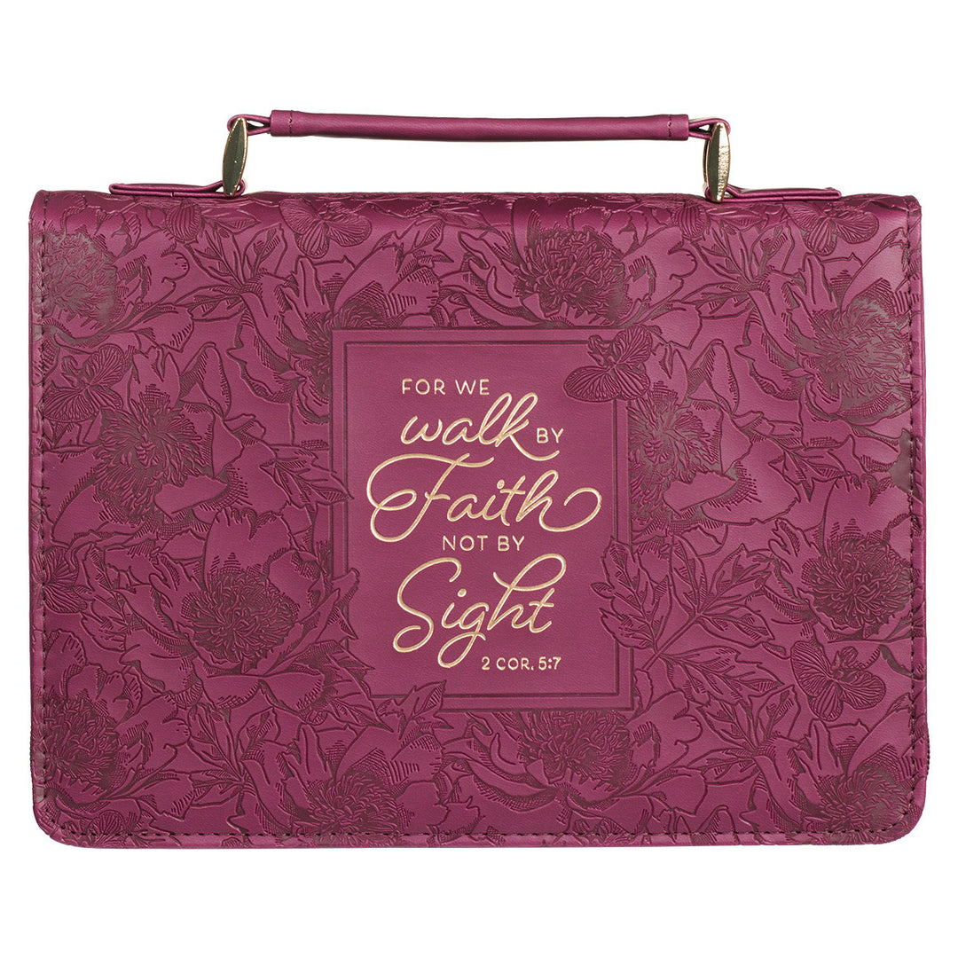 Walk by Faith Ruby Red Faux Leather Fashion Bible Cover (Large) - 2 Corinthians 5:7