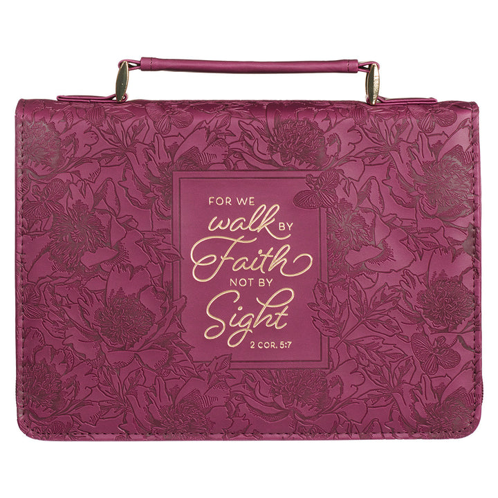 Walk by Faith Ruby Red Faux Leather Fashion Bible Cover (Large) - 2 Corinthians 5:7