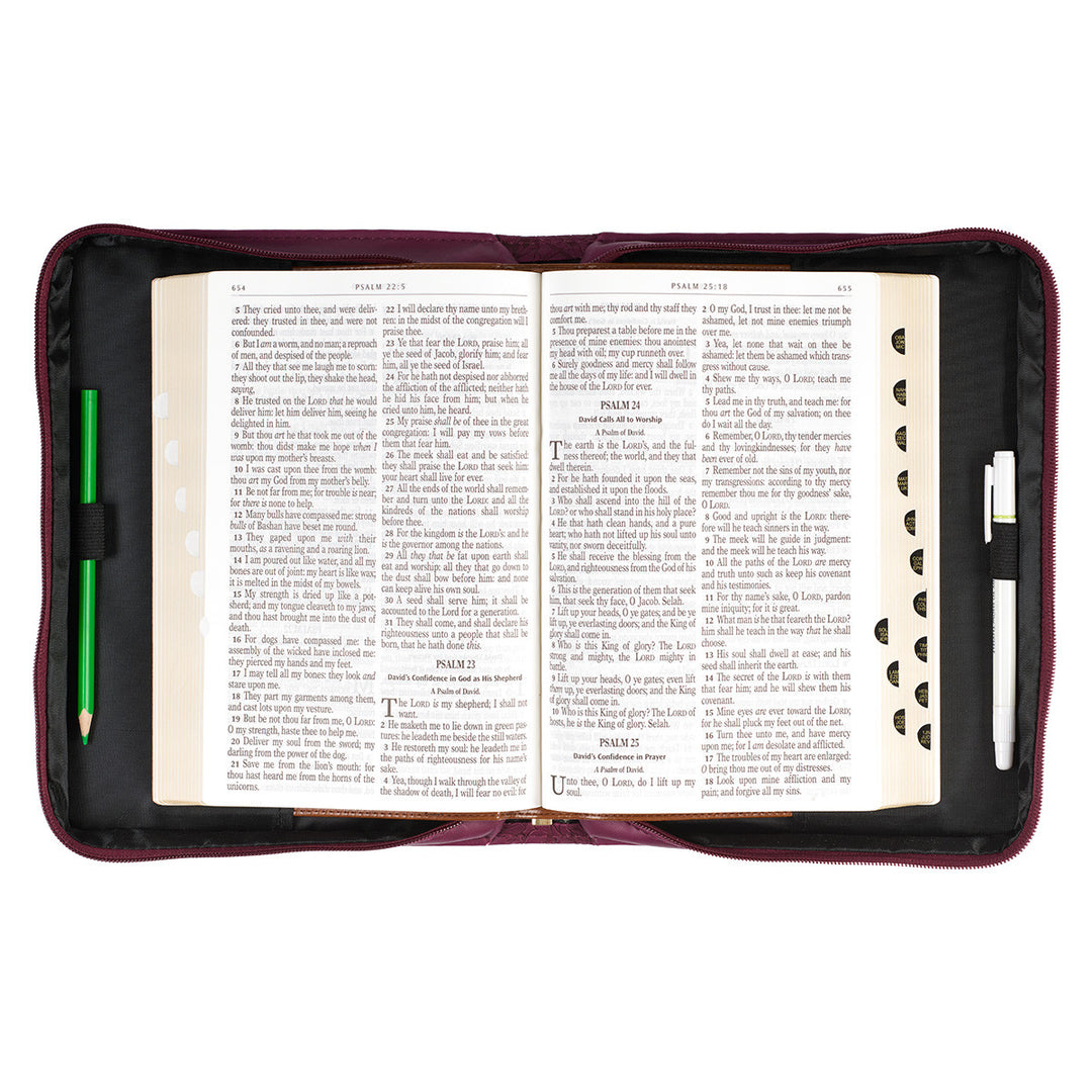 Walk by Faith Ruby Red Faux Leather Fashion Bible Cover (Large) - 2 Corinthians 5:7