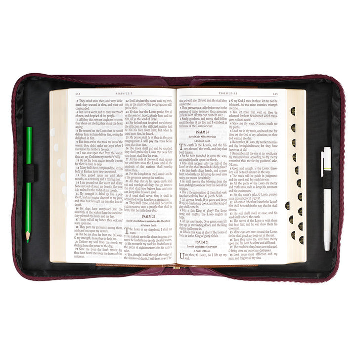 Walk by Faith Ruby Red Faux Leather Fashion Bible Cover (Large) - 2 Corinthians 5:7