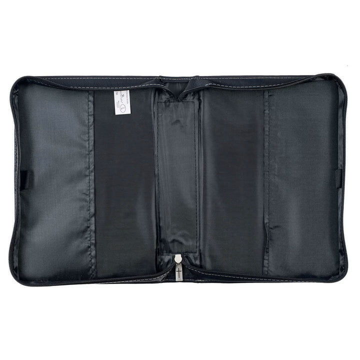 Walk by Faith Black and Gray Faux Leather Classic Bible Cover - 2 Corinthians 5:7