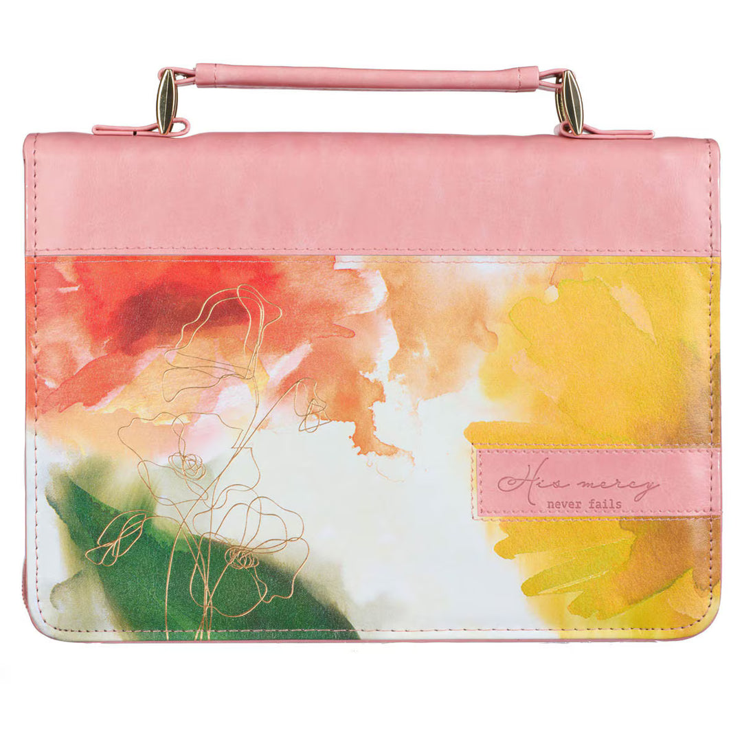 astel Meadow Pink Watercolor Faux Leather Bible Cover
