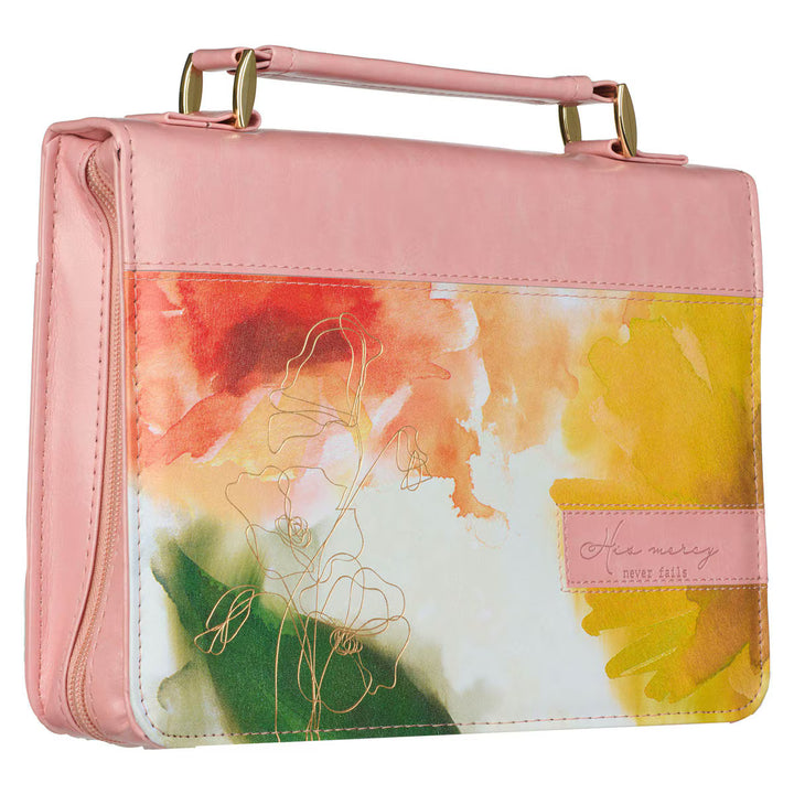 astel Meadow Pink Watercolor Faux Leather Bible Cover