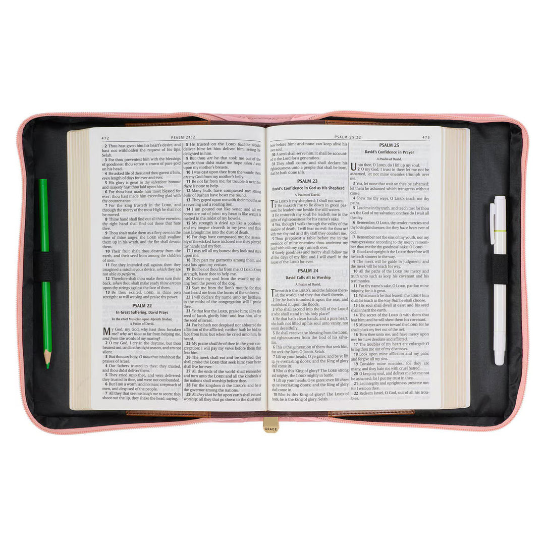 astel Meadow Pink Watercolor Faux Leather Bible Cover