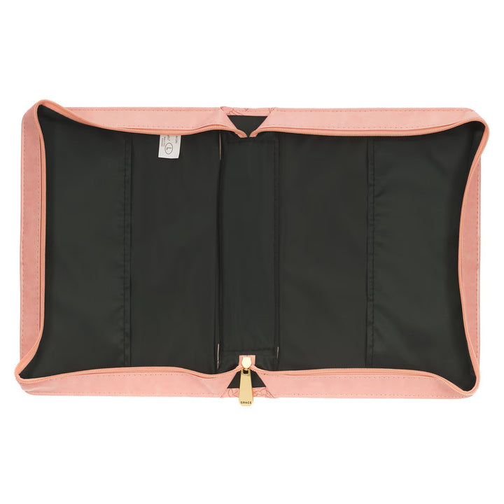 Strength and Dignity Rose Pink Faux Leather Bible Cover - Proverbs 31:25
