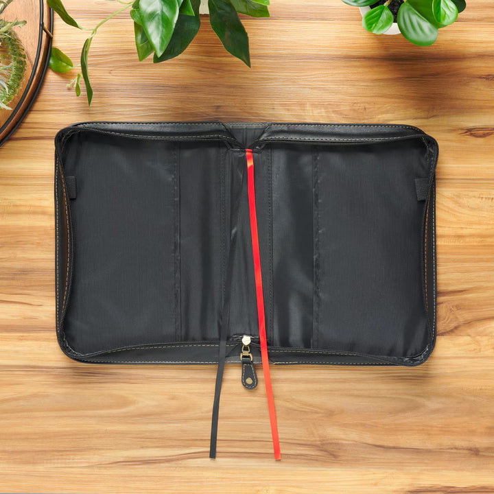 The Plans Black and Charcoal Faux Leather Classic Bible Cover - Jeremiah 29:11 (Extra Large)