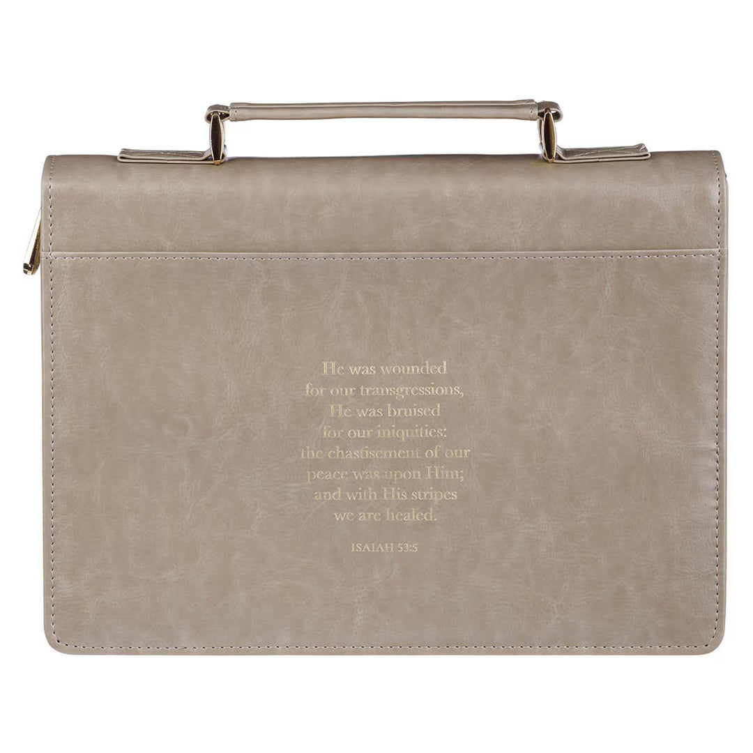 Amazing Grace Taupe Crown of Thorns Faux Leather Fashion Bible Cover - Isaiah 53:5