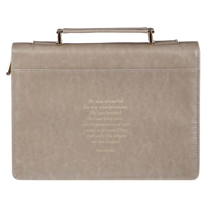 Amazing Grace Taupe Crown of Thorns Faux Leather Fashion Bible Cover - Isaiah 53:5