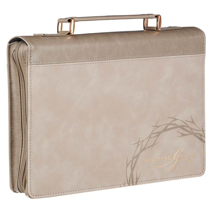 Amazing Grace Taupe Crown of Thorns Faux Leather Fashion Bible Cover - Isaiah 53:5
