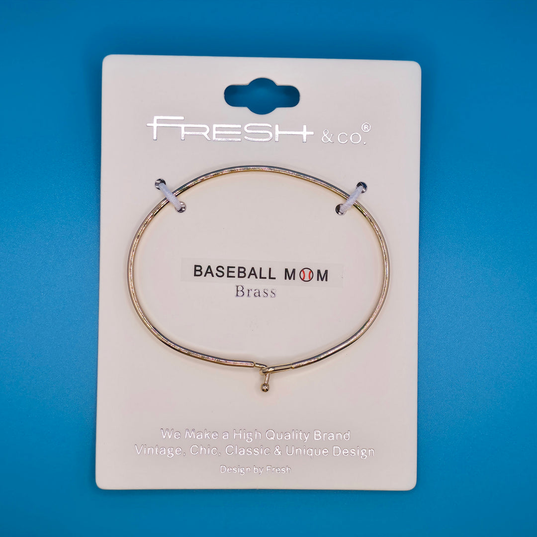 BASEBALL MOM Inspirational Message Bracelet Positive Message Engraved Thin Bangle - Jewelry