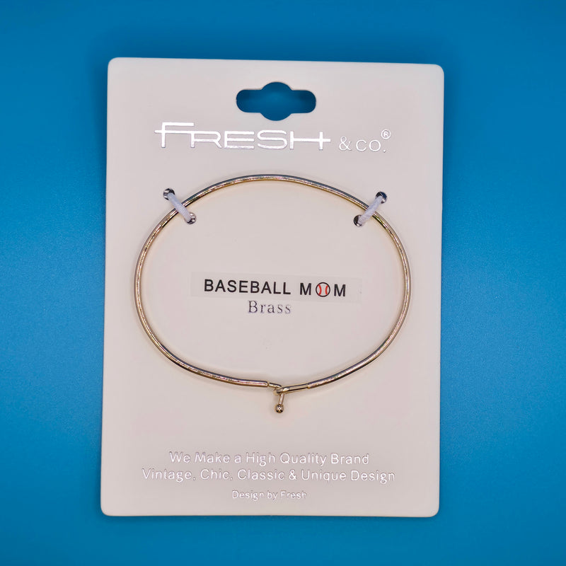 BASEBALL MOM Inspirational Message Bracelet Positive Message Engraved Thin Bangle - Jewelry